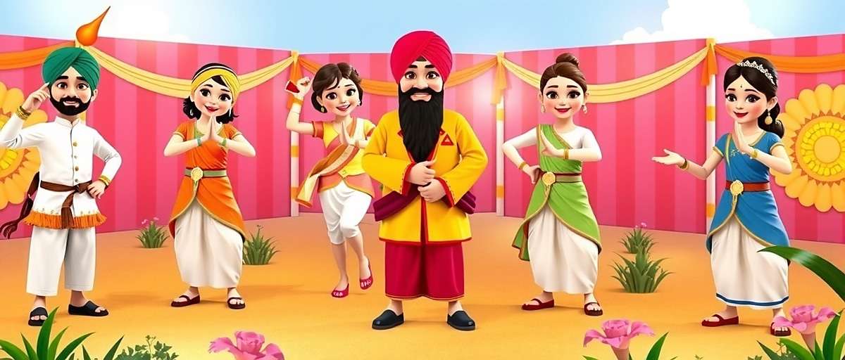 Punjab Power Play - Vaisakhi Festival Celebration Punjab Power Play Vaisakhi event showing vibrant harvest celebrations and traditional Punjabi dance animations