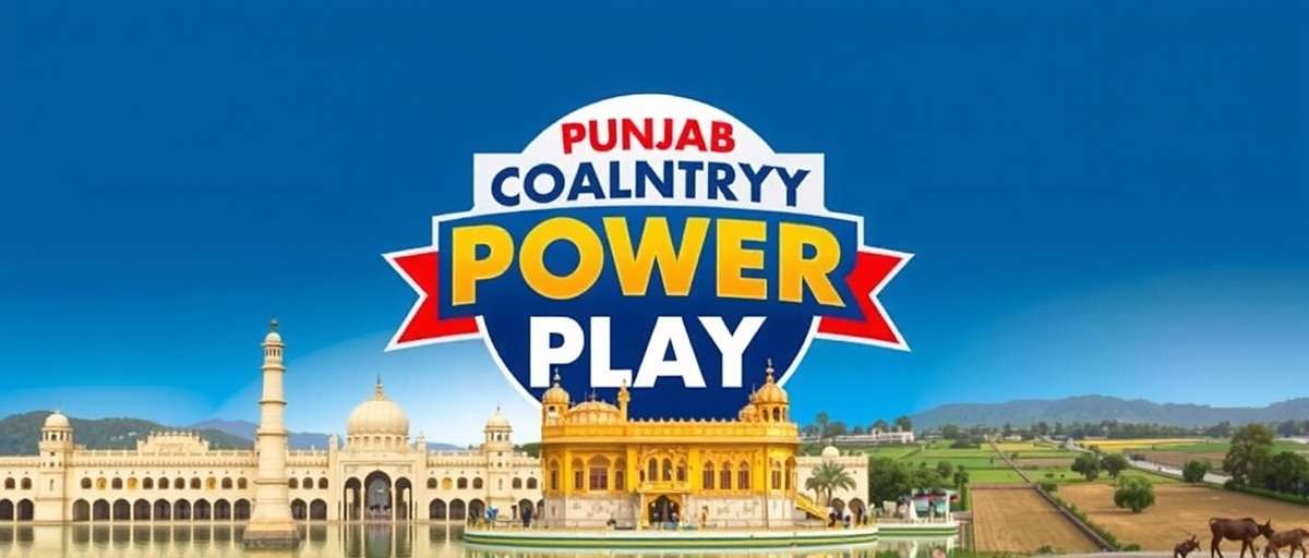 Punjab Power Play - Celebrating Punjab's Spirit Punjab Power Play logo displayed against iconic Punjab landmarks including Golden Temple and rural landscapes